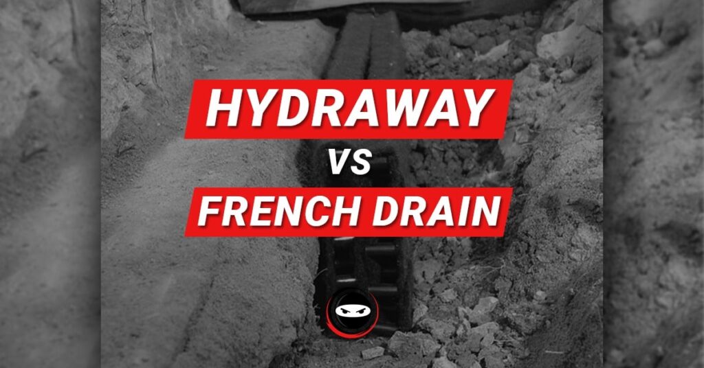 hydraway vs french drain graphic