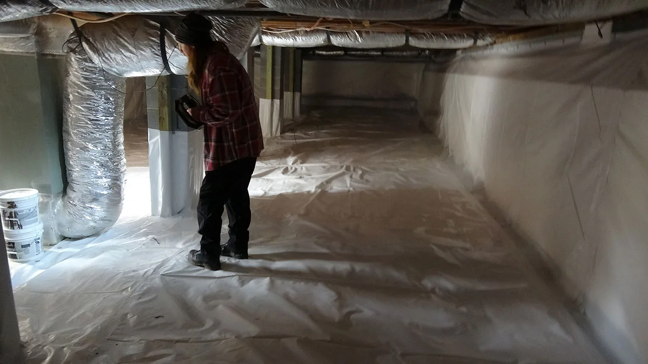 Michael Church Doing Final Inspection of Completed Crawl Space Encapsulation and Waterproofing