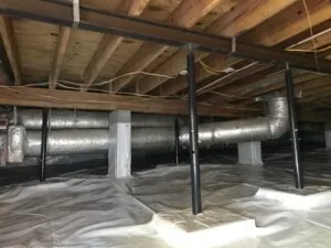 crawl space encapsulation floor supports