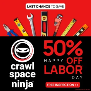 CrawlSpaceNinja Banner Graphic for 50% Off Labor Day Sale